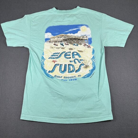 Sea N Suds Shirt Unisex Medium Blue Gulf Shores AL Restaurant Beach Graphic Tee - Picture 2 of 8